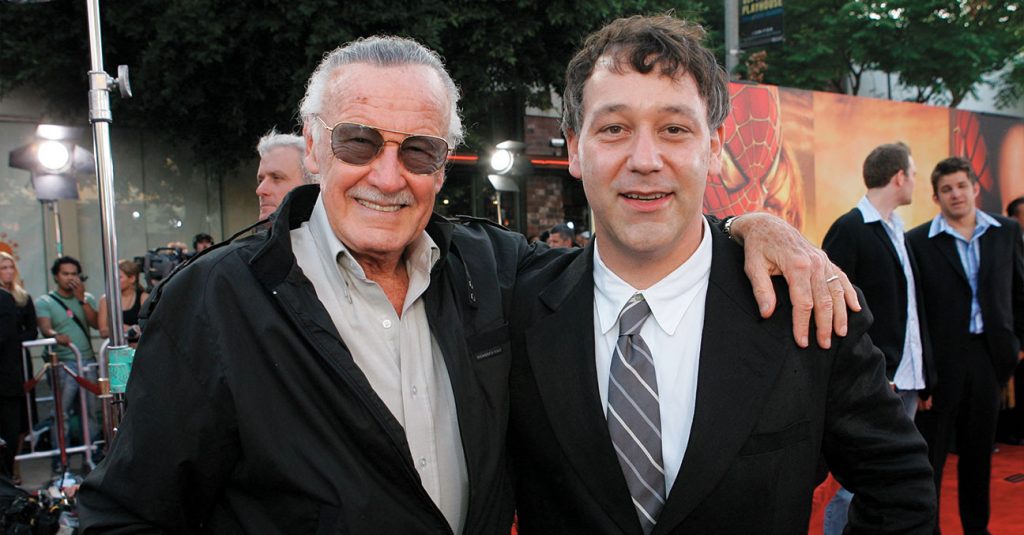 Stan Lee and Sam Raimi on a red carpet
