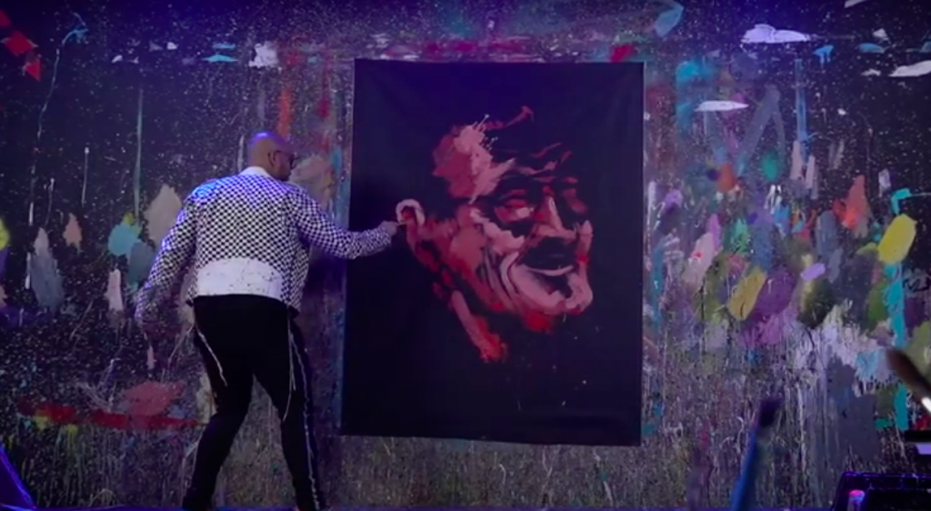 David Garibaldi paints a portrait of Stan Lee live
