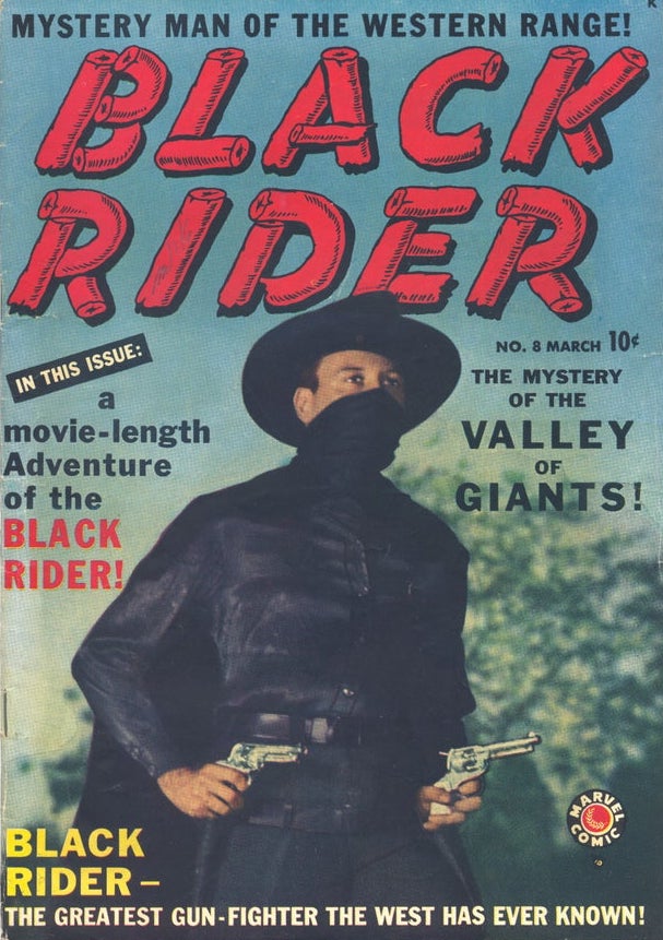 Stan Lee appears on the cover of Black Rider in 1950 in a black outfit, black hat and black mask.