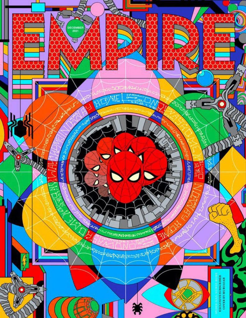 A colorful cover of Empire Magazine with several Spider-Man faces in the middle